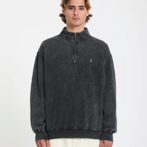 SINGLE STONE QUARTER ZIP--LIGHT ACID BLACK