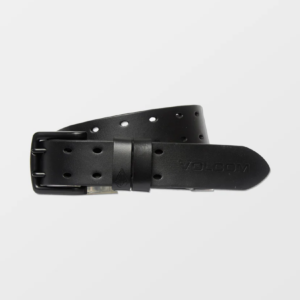 TWO SPIKE LEATHER BELT--BLACK
