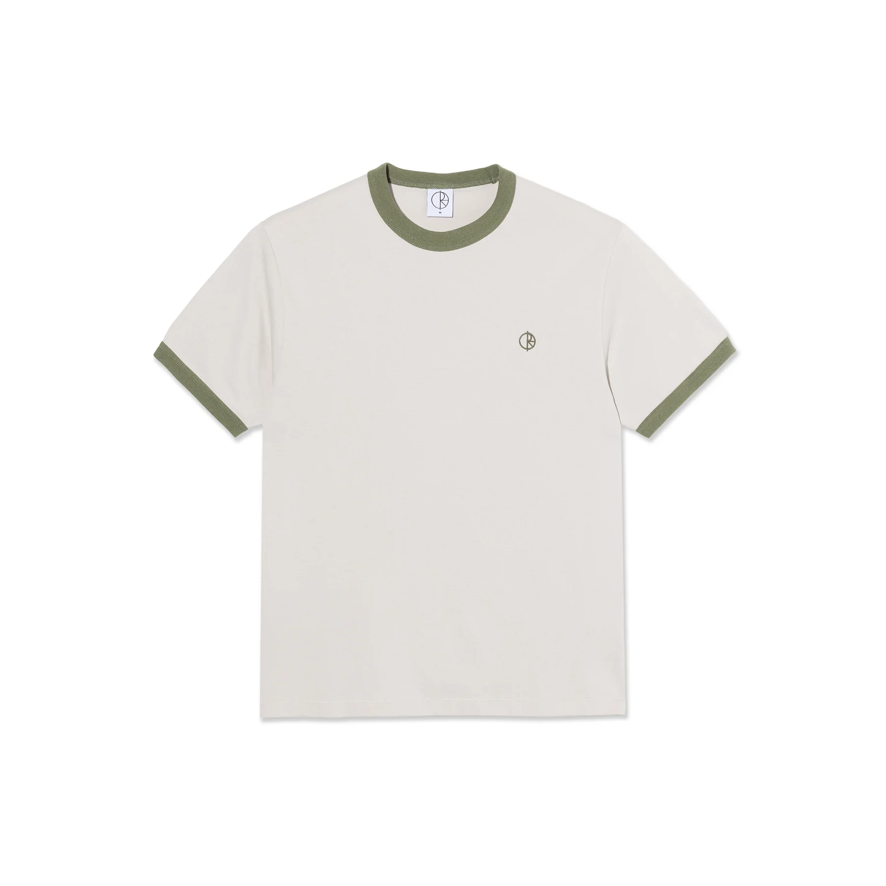 RINGER TEE--PALE TAUPE/ARMY GREEN