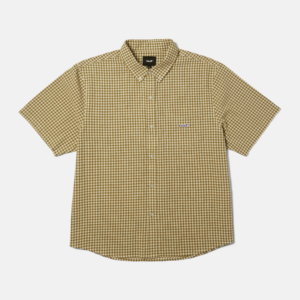 MICRO GINGHAM SS OXFORD SHIRT--NATURAL